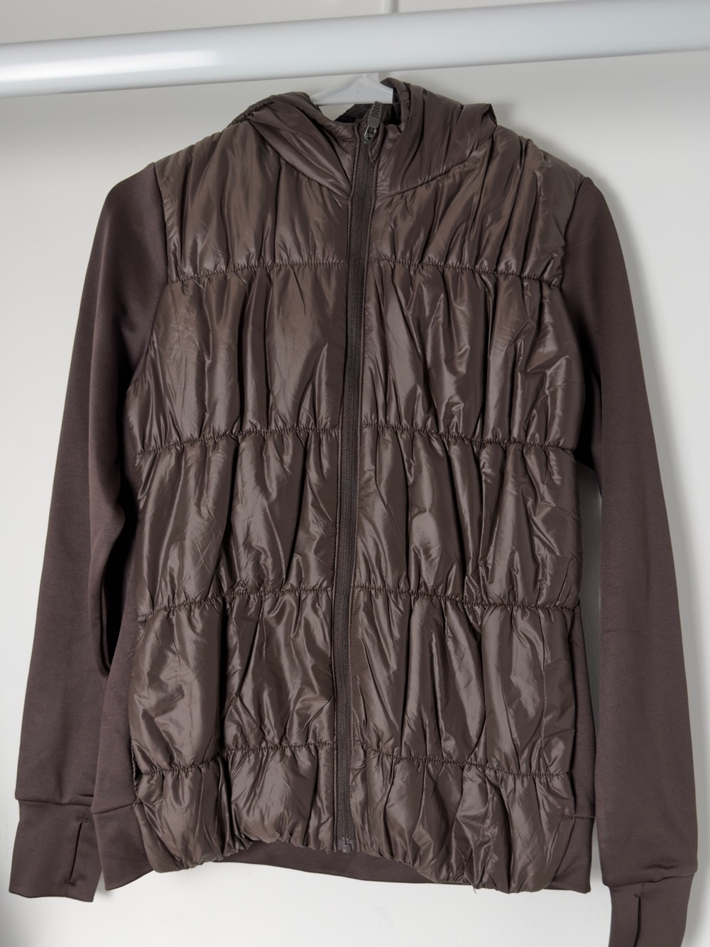 Avia Chocolate Brown Quilted Hooded Puffer Jacket